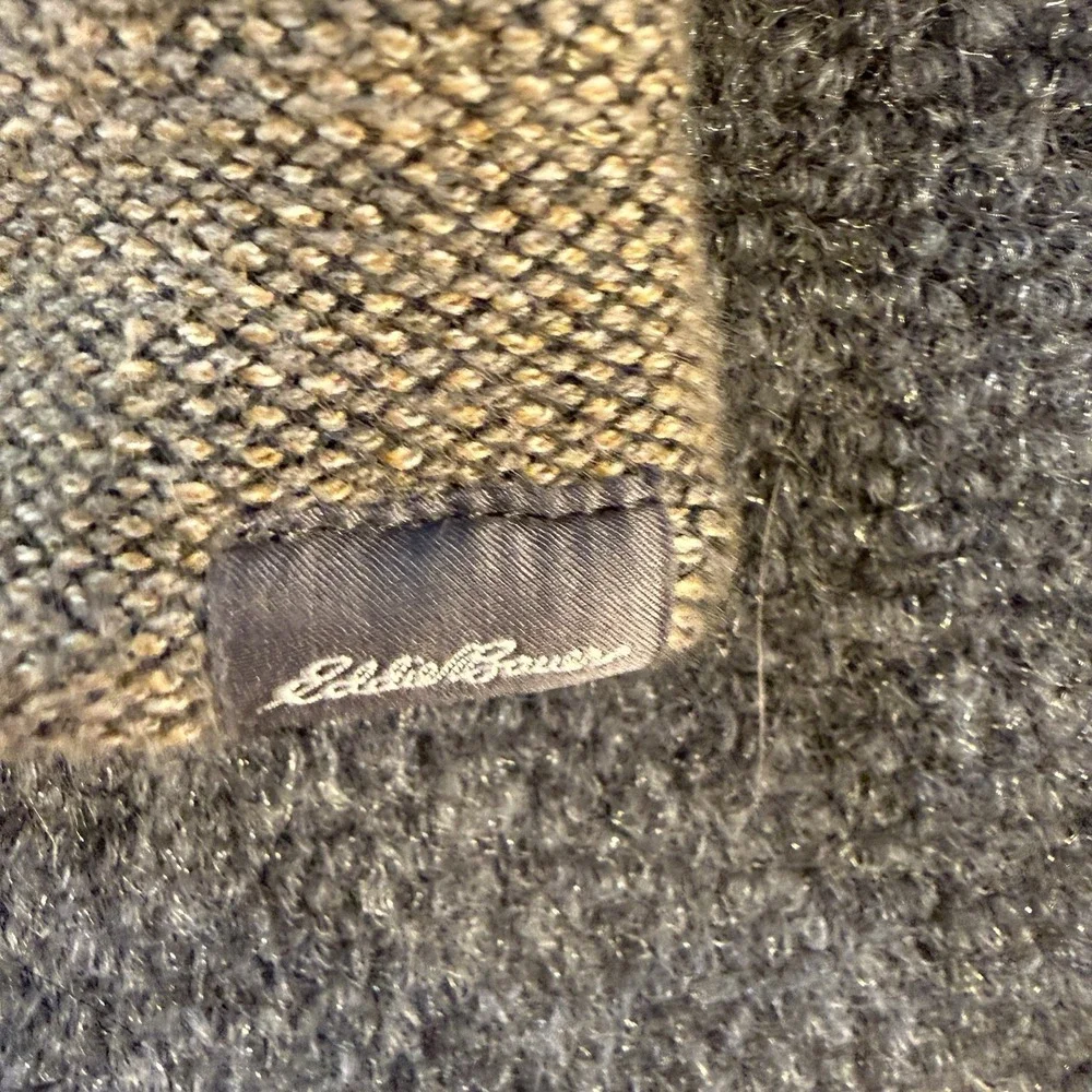 Eddie Bauer Men's L Tall Brown Textured 3 Button Pullover Sweatshirt Pocket